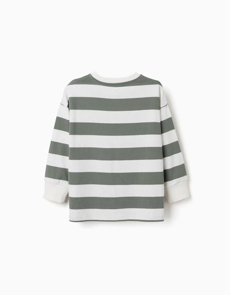 T-shirt à manches longues en coton à rayures et imprimé Rouge+Vert foncé 5 - vertbaudet enfant 