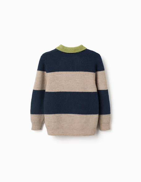 Pull en maille à rayures Bleu foncé 2 - vertbaudet enfant 