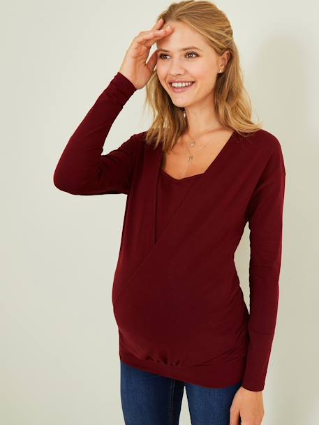 T-shirt croisé grossesse et allaitement Bordeaux 1 - vertbaudet enfant 