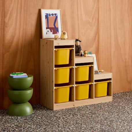 Meuble de rangement enfant escalier 6 bacs de rangement décor bois naturel - sora Beige+Moutarde+Pêche 10 - vertbaudet enfant 