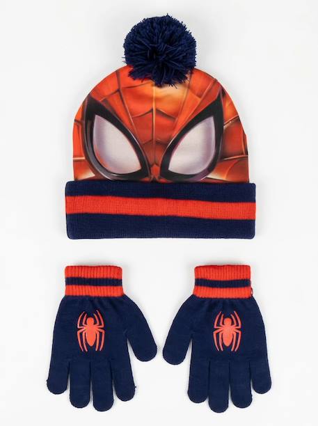 Ensemble 2 pièces bonnet et gants spiderman garçon Rouge et bleu 3 - vertbaudet enfant 
