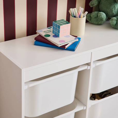 Meuble de rangement enfant 6 bacs de rangement en plastique Blanc+Naturel 6 - vertbaudet enfant 