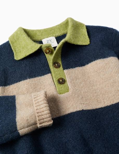 Pull en maille à rayures Bleu foncé 3 - vertbaudet enfant 
