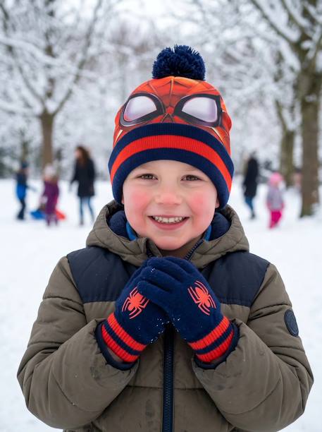 Ensemble 2 pièces bonnet et gants spiderman garçon Rouge et bleu 2 - vertbaudet enfant 