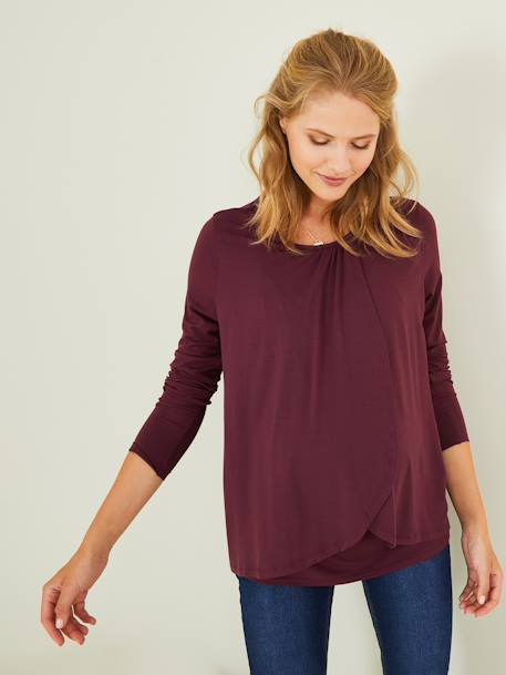 T-shirt grossesse et allaitement pans croisés aubergine 2 - vertbaudet enfant 