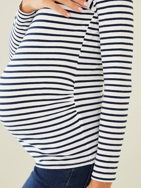 T-shirt de grossesse manches longues ivoire rayé+noir rayé/blanc 6 - vertbaudet enfant 