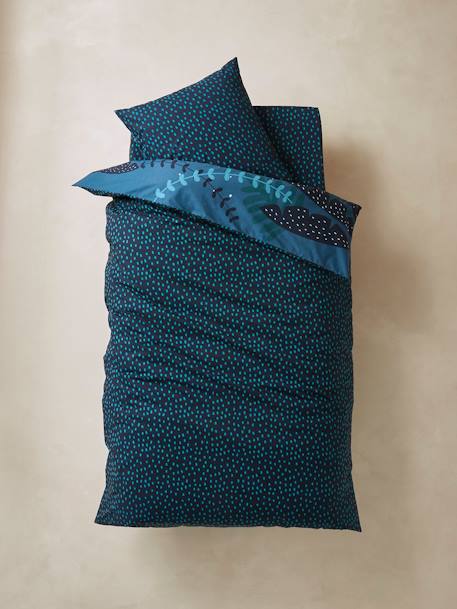 Parure housse de couette enfant et taie d'oreiller JUNGLE NIGHT bleu / multicolore 8 - vertbaudet enfant 