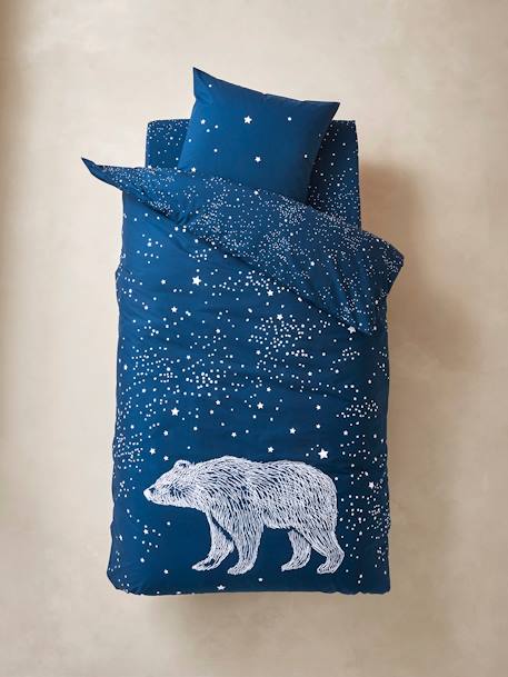 Parure housse de couette enfant détails phosphorescents et taie d'oreiller OURS POLAIRE bleu foncé 5 - vertbaudet enfant 