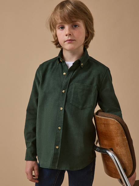 Chemise en velours garçon Bleu+Bleu+Kaki 9 - vertbaudet enfant 
