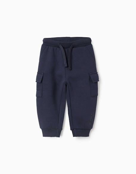 Pantalon de jogging en coton peigné avec poches cargo et imprimé Bleu foncé+Vert foncé 1 - vertbaudet enfant 
