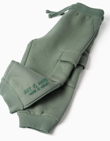 Pantalon de jogging en coton peigné avec poches cargo et imprimé Bleu foncé+Vert foncé 7 - vertbaudet enfant 