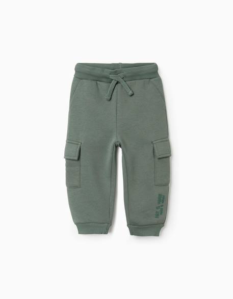 Pantalon de jogging en coton peigné avec poches cargo et imprimé Bleu foncé+Vert foncé 4 - vertbaudet enfant 