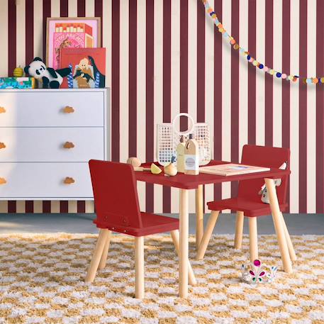 Table carrée enfant bois de pin 2 assises - judith Blanc+Jaune+Rose+Terracotta+Vert+Vert olive 21 - vertbaudet enfant 