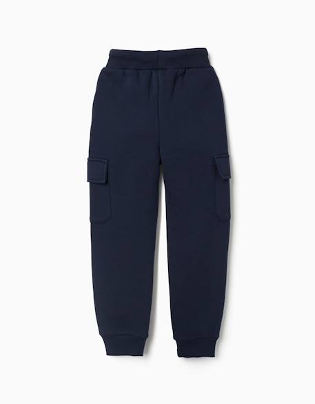 Pantalon de jogging en coton peigné avec poches cargo et imprimé Bleu foncé+Vert foncé 2 - vertbaudet enfant 