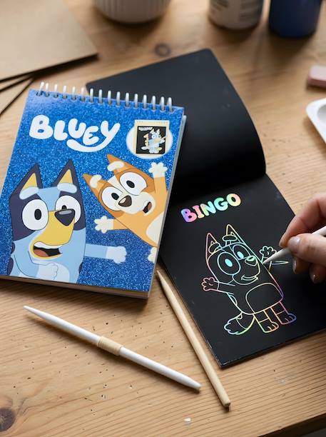 Set de papeterie bluey carnet à gratter et stylo Bleu pailleté 4 - vertbaudet enfant 