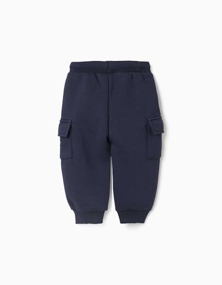 Pantalon de jogging en coton peigné avec poches cargo et imprimé Bleu foncé+Vert foncé 2 - vertbaudet enfant 