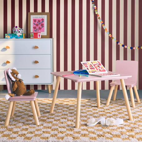 Table carrée enfant bois de pin 2 assises - judith Blanc+Jaune+Rose+Terracotta+Vert+Vert olive 13 - vertbaudet enfant 