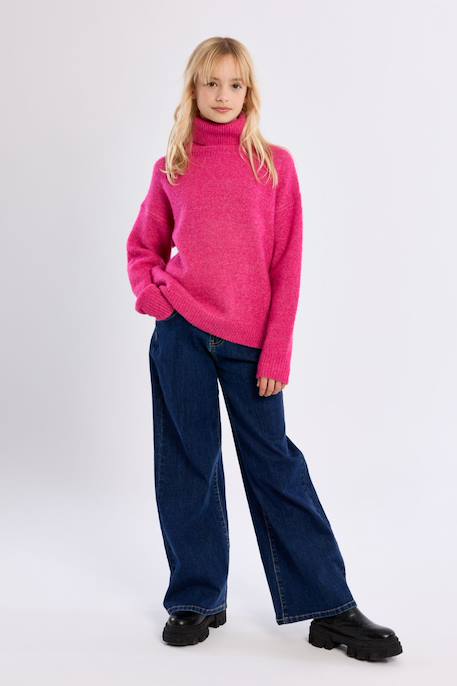 Pull oversize, col roulé Fuchsia+Noir+Offwhite 3 - vertbaudet enfant 