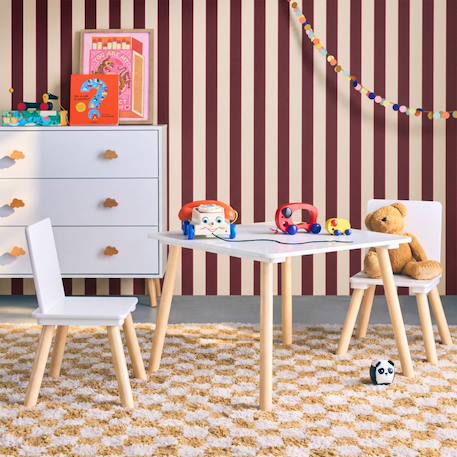 Table carrée enfant bois de pin 2 assises - judith Blanc+Jaune+Rose+Terracotta+Vert+Vert olive 1 - vertbaudet enfant 