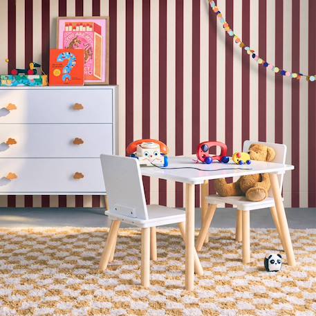 Table carrée enfant bois de pin 2 assises - judith Blanc+Jaune+Rose+Terracotta+Vert+Vert olive 4 - vertbaudet enfant 