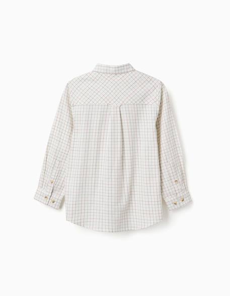 Chemise en coton à manches longues à carreaux Beige clair 2 - vertbaudet enfant 