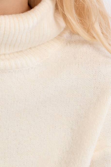 Pull oversize, col roulé - fille Fuchsia+Noir+Offwhite 12 - vertbaudet enfant 