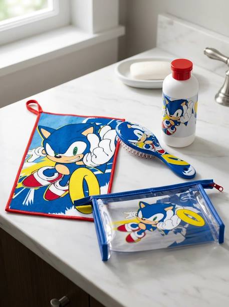 Set de toilette sonic sega : trousse transparente, brosse, gant et flacon Transparent et bleu 1 - vertbaudet enfant 