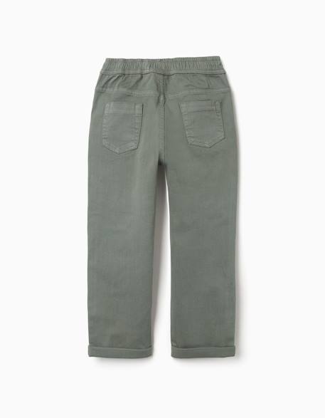 Pantalon en sergé ajusté avec cordon Vert foncé 3 - vertbaudet enfant 