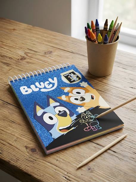 Set de papeterie bluey carnet à gratter et stylo Bleu pailleté 1 - vertbaudet enfant 