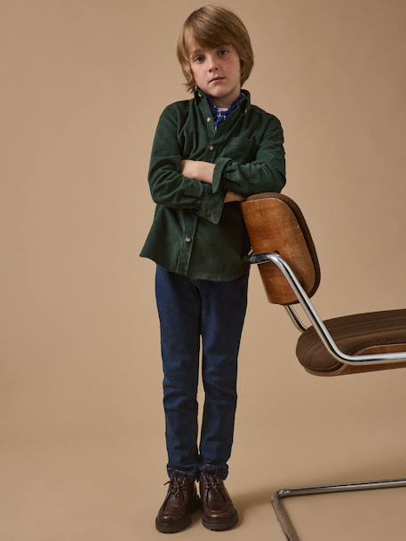 Chemise en velours garçon Bleu+Bleu+Kaki 12 - vertbaudet enfant 