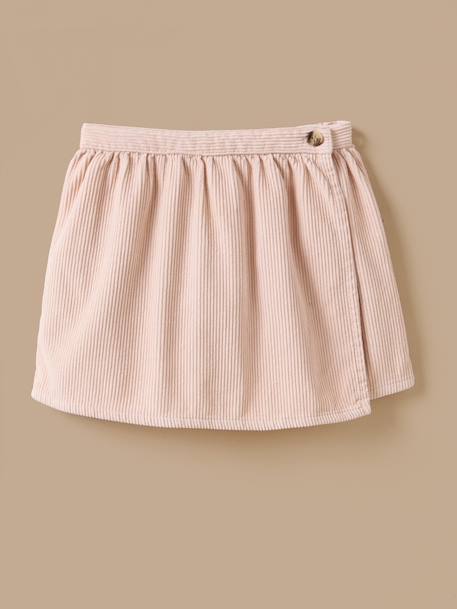 Jupe short en velours fille Rose poudre 1 - vertbaudet enfant 