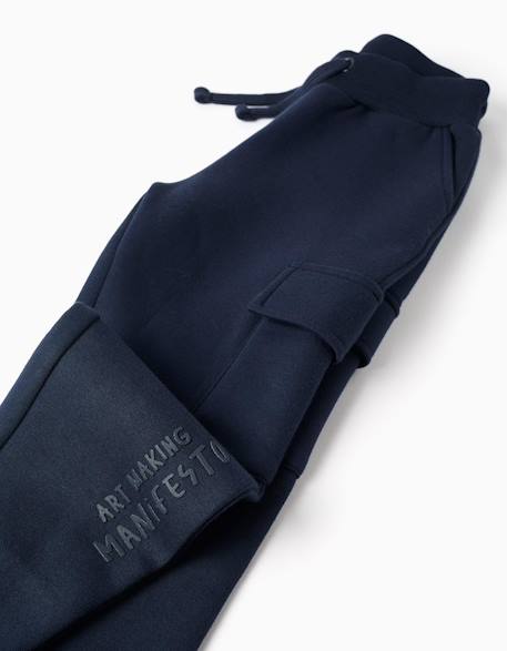Pantalon de jogging en coton peigné avec poches cargo et imprimé Bleu foncé+Vert foncé 4 - vertbaudet enfant 