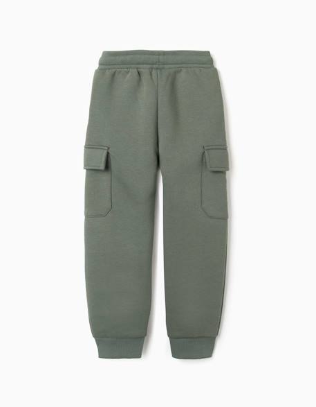 Pantalon de jogging en coton peigné avec poches cargo et imprimé Bleu foncé+Vert foncé 6 - vertbaudet enfant 