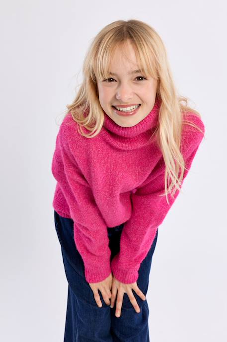 Pull oversize, col roulé Fuchsia+Noir+Offwhite 5 - vertbaudet enfant 