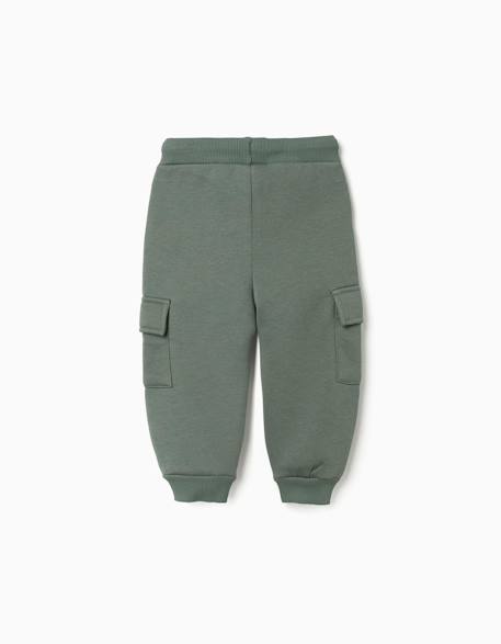 Pantalon de jogging en coton peigné avec poches cargo et imprimé Bleu foncé+Vert foncé 5 - vertbaudet enfant 