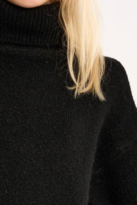 Pull oversize, col roulé - fille Fuchsia+Noir+Offwhite 7 - vertbaudet enfant 