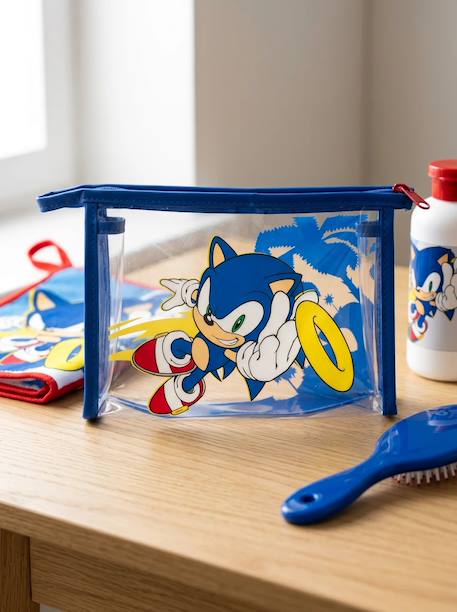 Set de toilette sonic sega : trousse transparente, brosse, gant et flacon Transparent et bleu 4 - vertbaudet enfant 