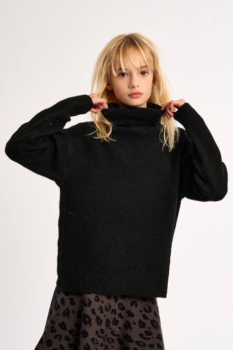 Pull oversize, col roulé Fuchsia+Noir+Offwhite 9 - vertbaudet enfant 