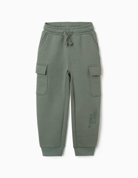 Pantalon de jogging en coton peigné avec poches cargo et imprimé Bleu foncé+Vert foncé 5 - vertbaudet enfant 