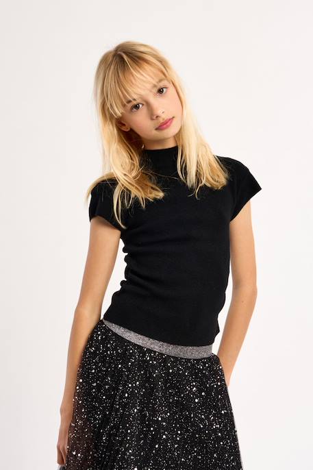 Top froncé, col montant Noir 1 - vertbaudet enfant 