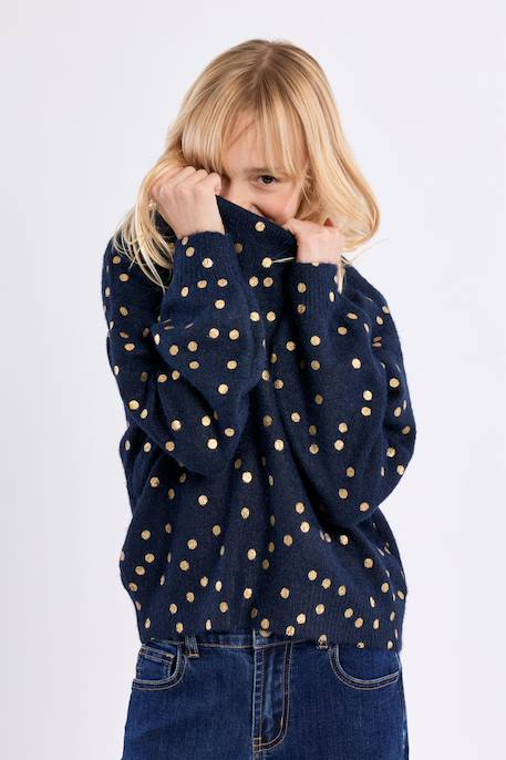 Pull en maille, imprimé pois Navy blue 1 - vertbaudet enfant 