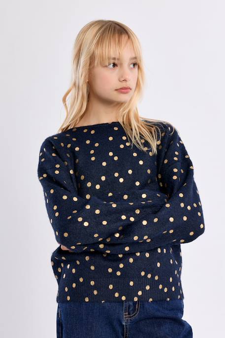 Pull en maille, imprimé pois Navy blue 5 - vertbaudet enfant 
