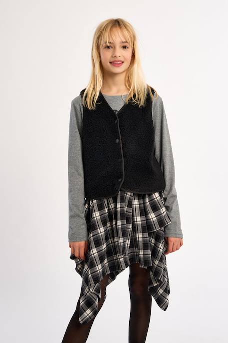 Veste sans manches, imitation mouton Fuchsia+Khaki+Noir+Offwhite 13 - vertbaudet enfant 
