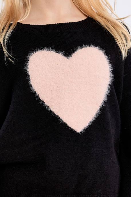 Pull en maille, motif cœur Noir+Offwhite 4 - vertbaudet enfant 