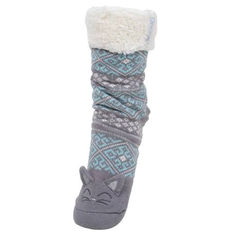 Chaussettes d'intérieur maille jacquard, picots antidérapants Jacquard gris 1 - vertbaudet enfant 