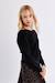 Pull en maille, épaules froncées - fille Noir+Offwhite 4 - vertbaudet enfant 
