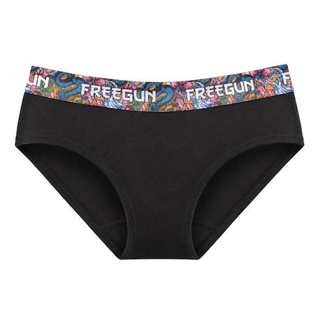 Lot  3 culottes  en coton uni et ceinture imprimée Noir/rose/bleu/jaune 4 - vertbaudet enfant 