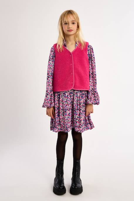 Veste sans manches, imitation mouton - fille Fuchsia+Khaki+Noir+Offwhite 3 - vertbaudet enfant 