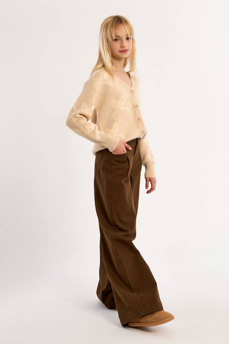 Denim large, taille haute Chocolate 5 - vertbaudet enfant 