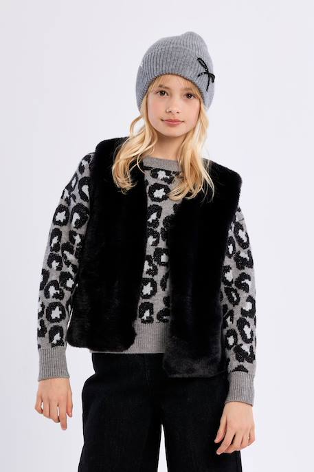 Veste sans manches en fausse fourrure Noir+Rose 5 - vertbaudet enfant 